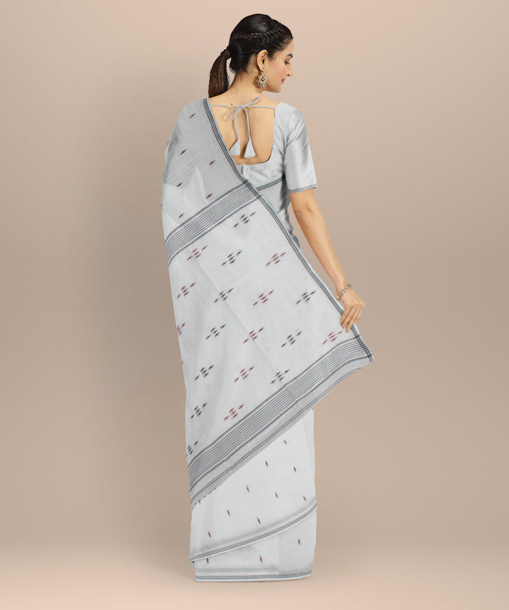 White black buti handwoven cotton jamdani saree