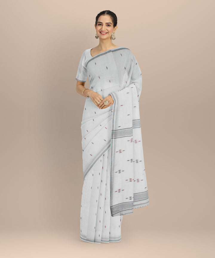 White black buti handwoven cotton jamdani saree