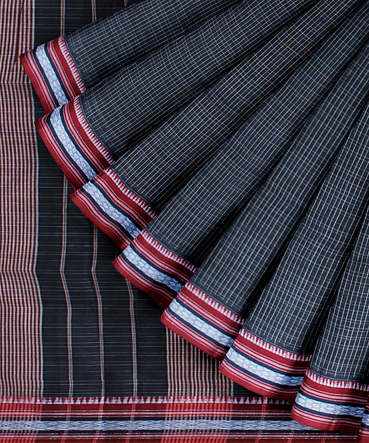 Navy blue red handwoven narayanapet cotton saree