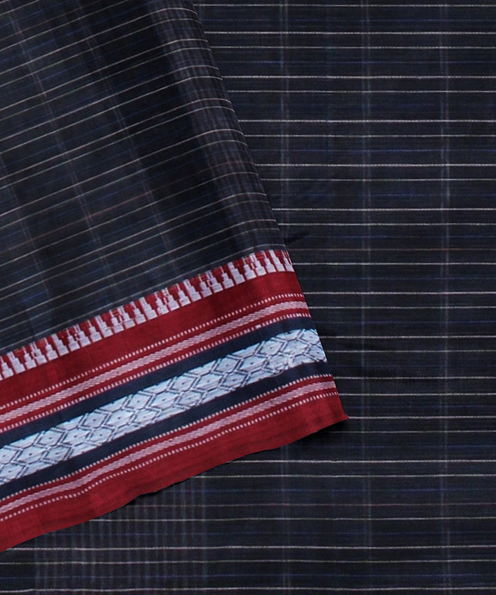 Navy blue red handwoven narayanapet cotton saree