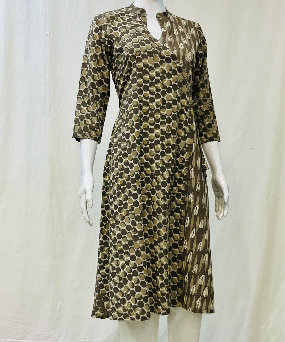 Kashiish brown cotton kashish angrakha kurti