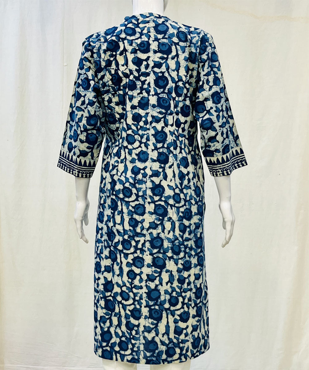 Indigo blue white indigo dyed cotton kurti
