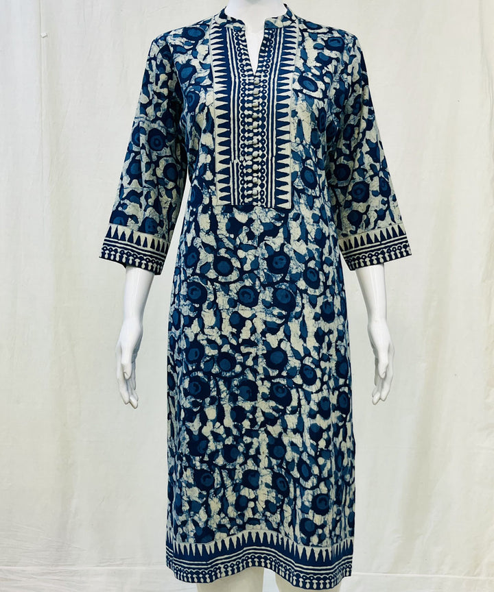 Indigo blue white indigo dyed cotton kurti