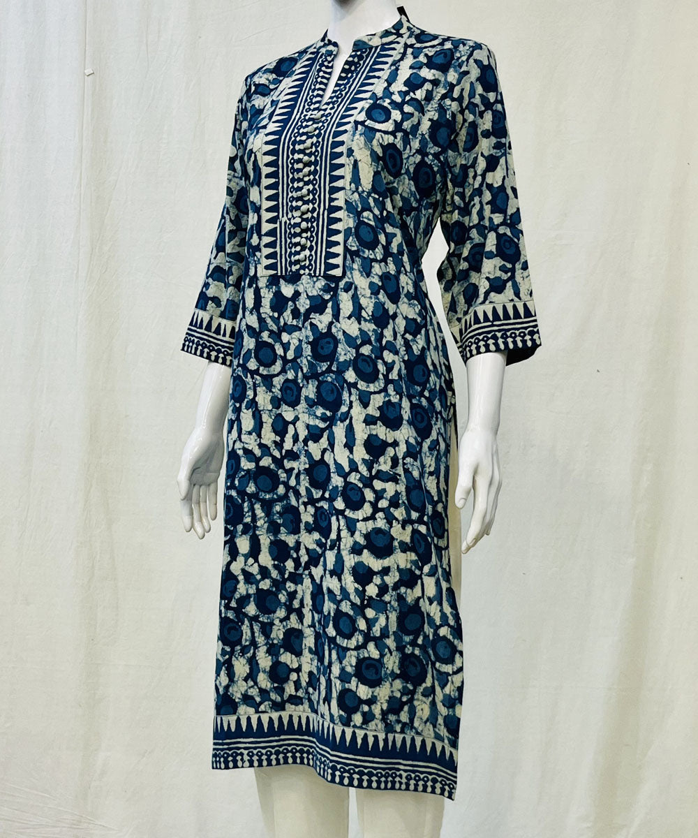 Indigo blue white indigo dyed cotton kurti
