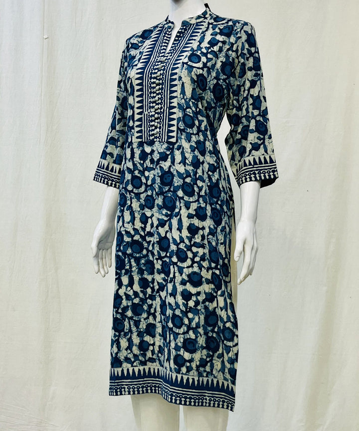 Indigo blue white indigo dyed cotton kurti