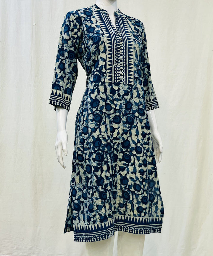 Indigo blue white indigo dyed cotton kurti