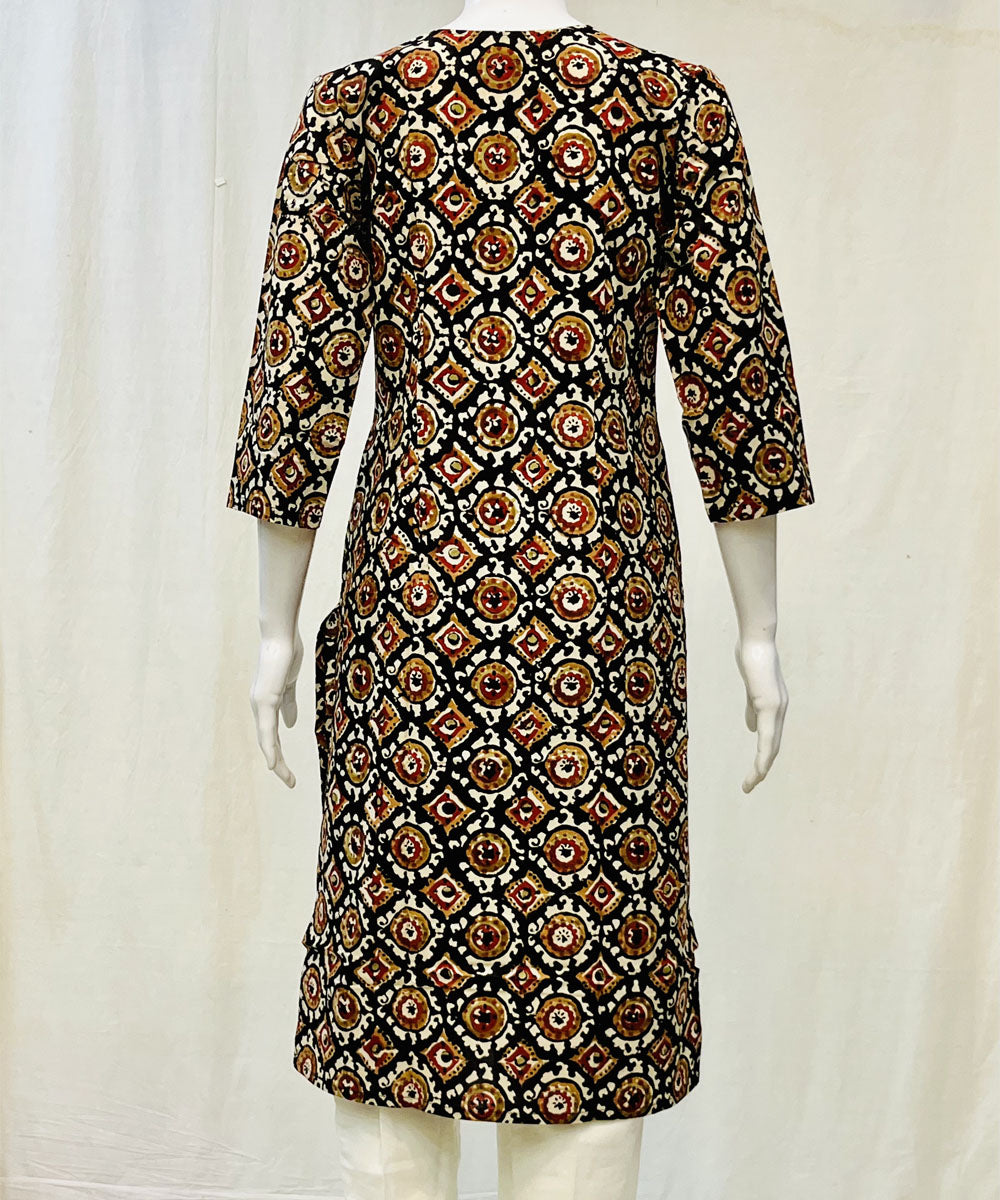 Red black cotton kalamkari kurti