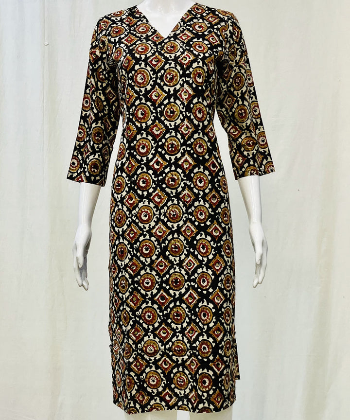 Red black cotton kalamkari kurti