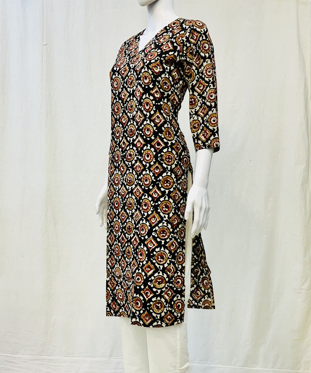 Red black cotton kalamkari kurti