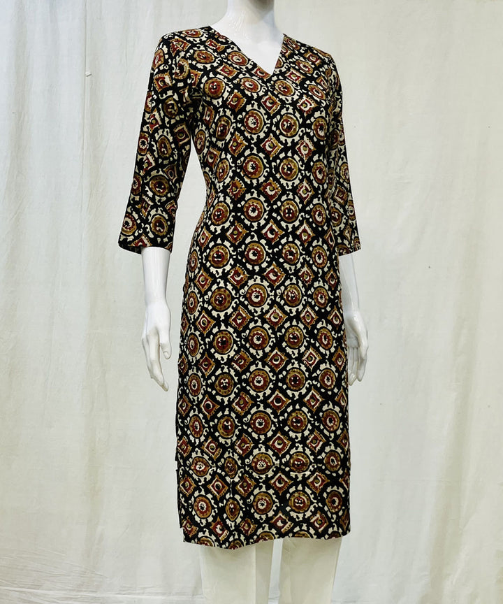 Red black cotton kalamkari kurti