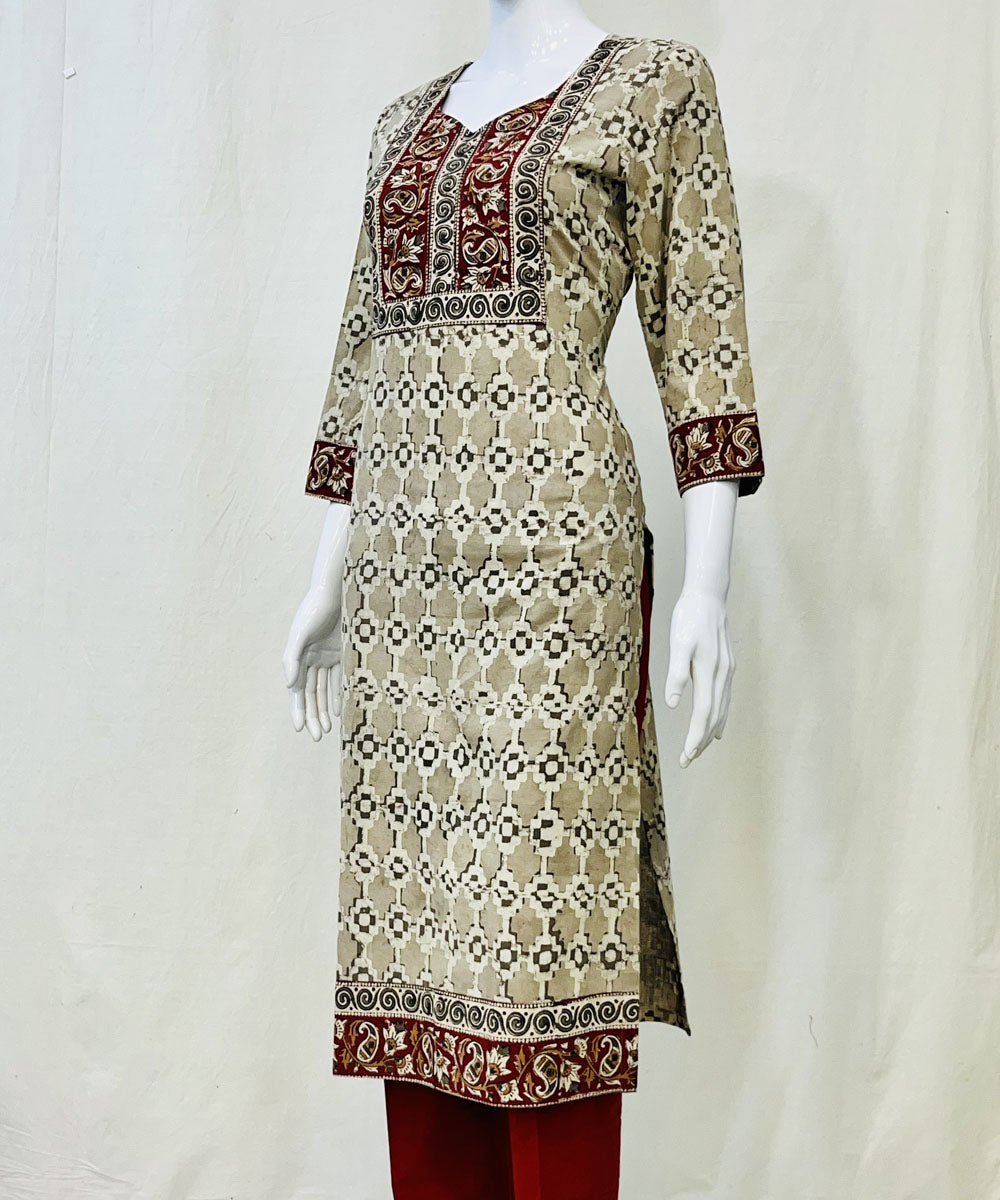 Grey cotton kashish printed kurti