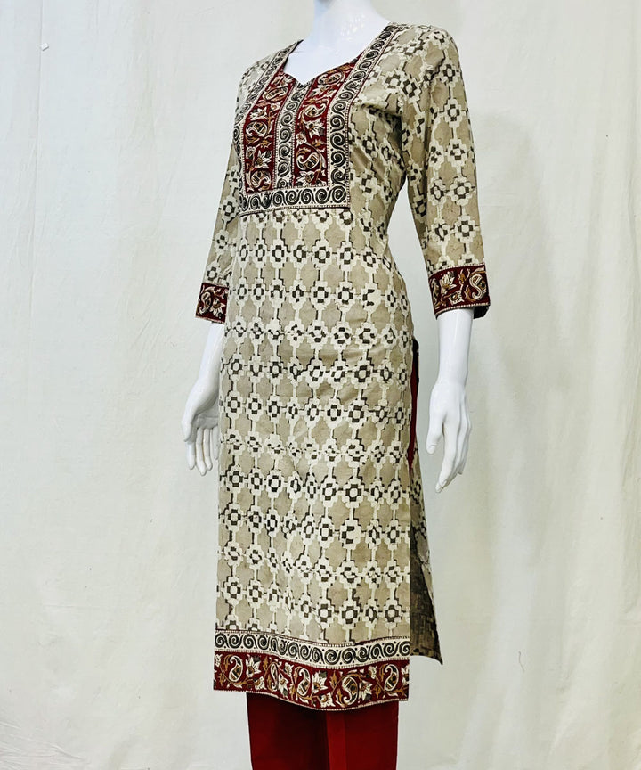 Grey cotton kashish printed kurti