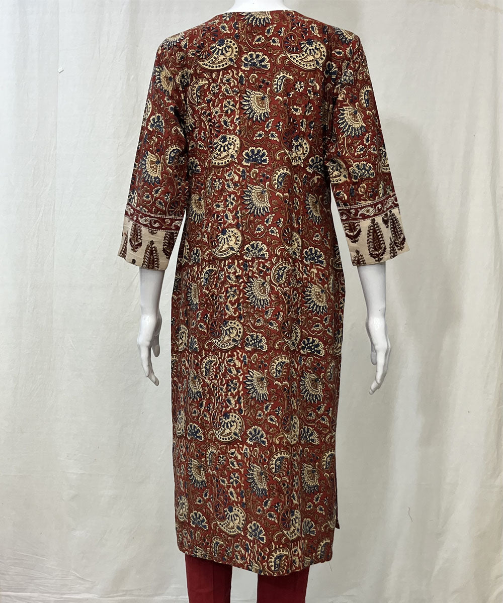 Kalamkari red pure mul cotton kalamkari kurti