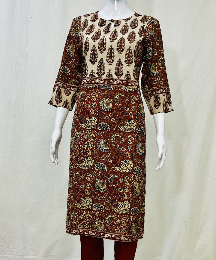 Kalamkari red pure mul cotton kalamkari kurti