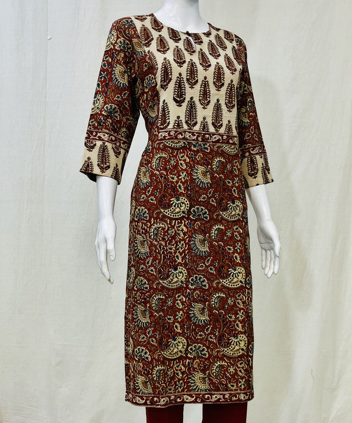 Kalamkari red pure mul cotton kalamkari kurti