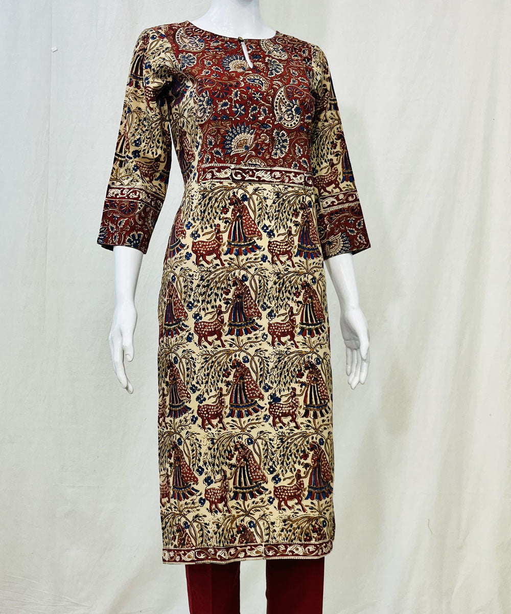 Kalamkari red kalamkari cotton kurti