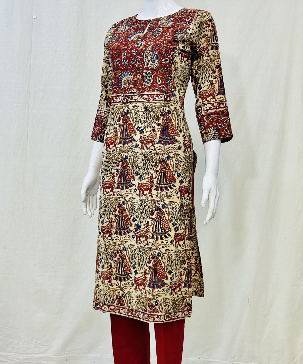 Kalamkari red kalamkari cotton kurti