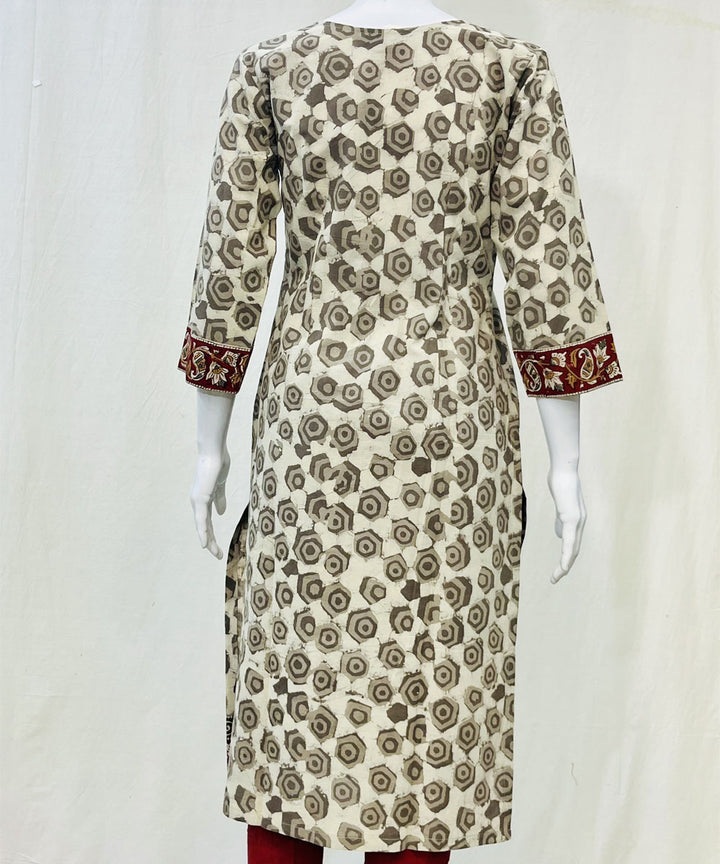 Grey maroon cotton kashish print kurti