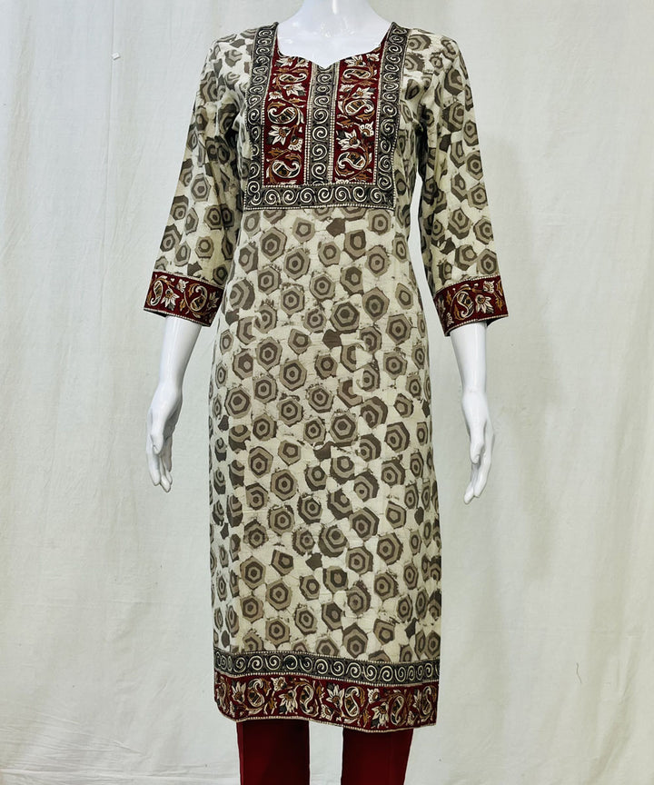 Grey maroon cotton kashish print kurti