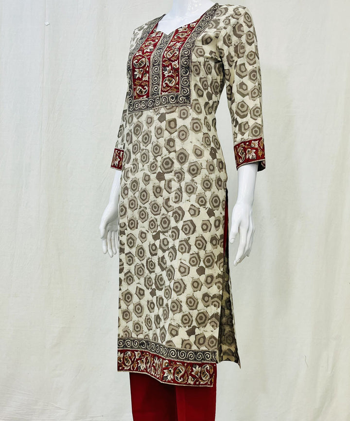 Grey maroon cotton kashish print kurti