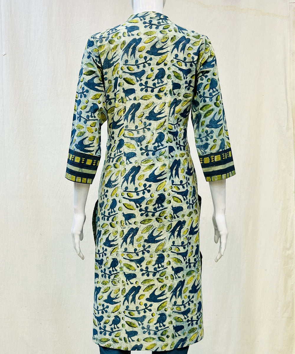 Olive green ajrakh dabu printed cotton kurti