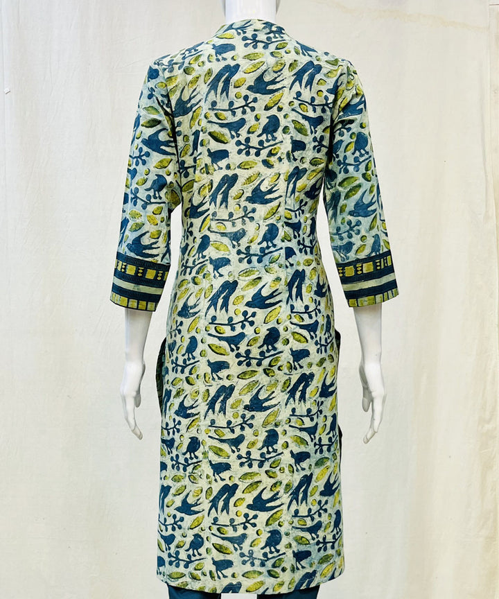Olive green ajrakh dabu printed cotton kurti