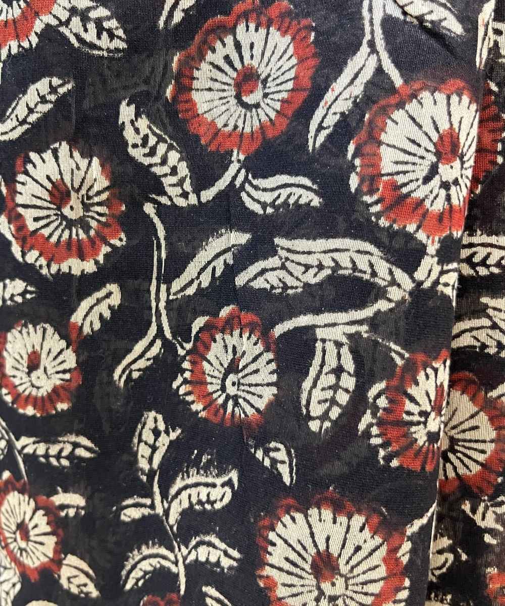 Multicolor hand block bagru printed chanderi silk saree