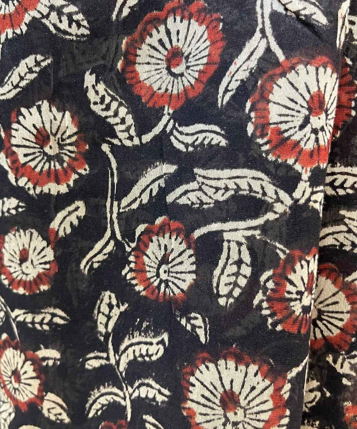 Multicolor hand block bagru printed chanderi silk saree