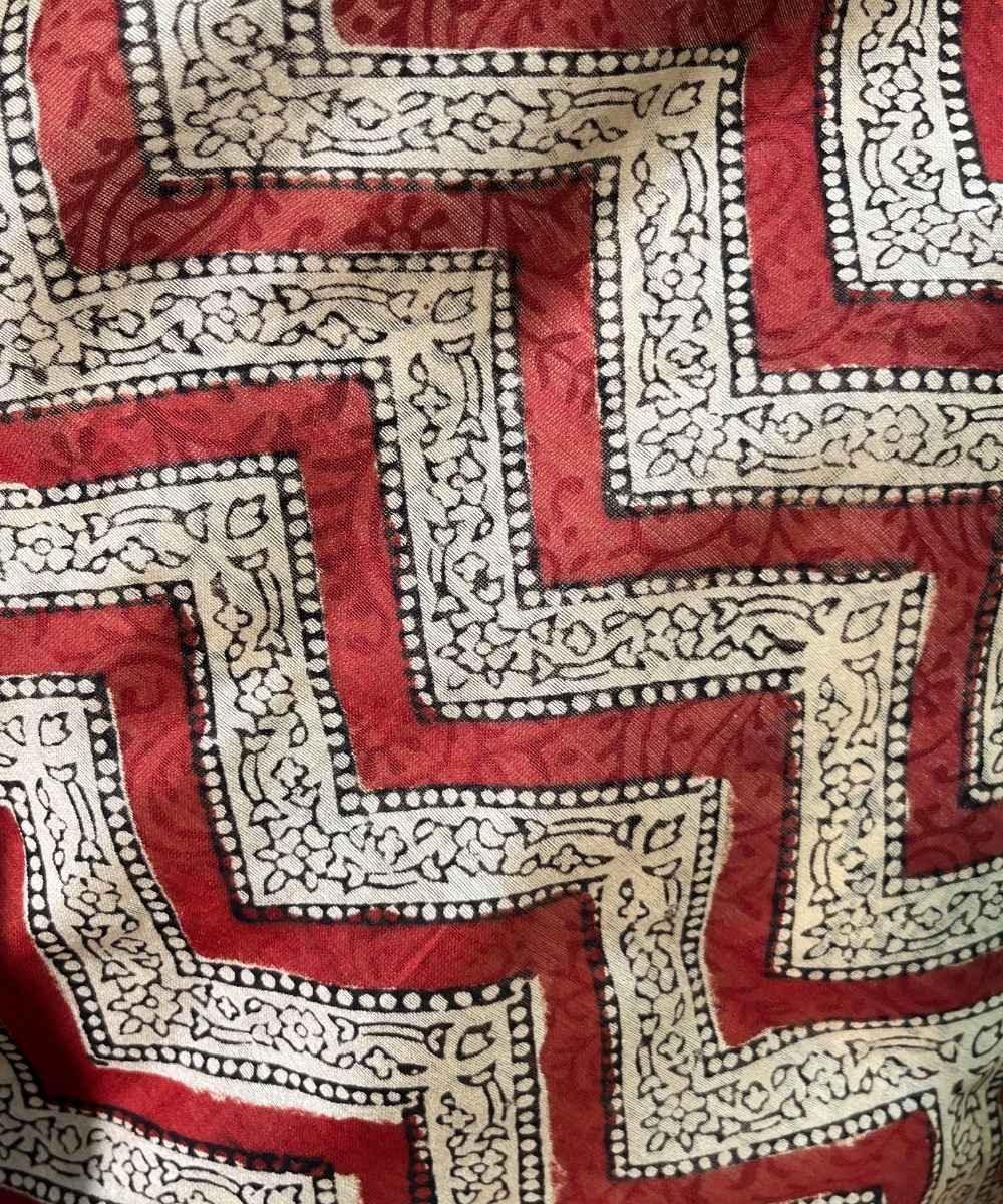 Multicolor hand block printed chanderi silk saree