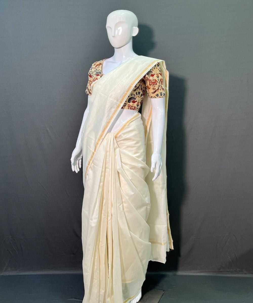 Offwhite kora chanderi silk saree