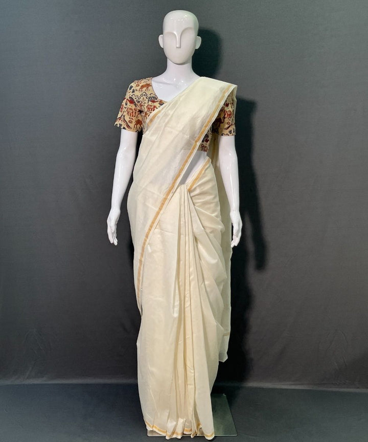 Offwhite kora chanderi silk saree