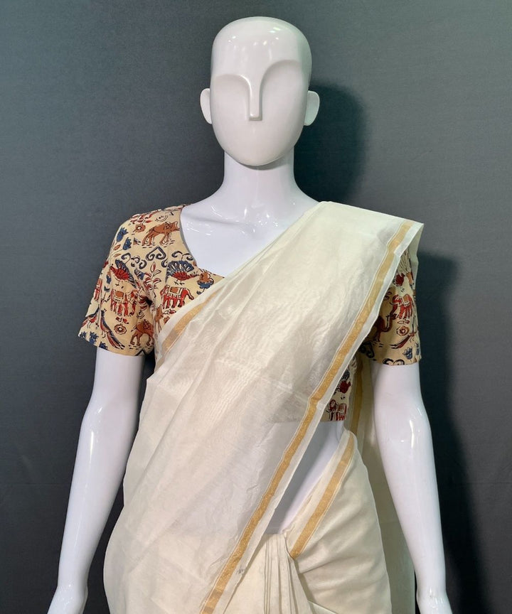Offwhite kora chanderi silk saree