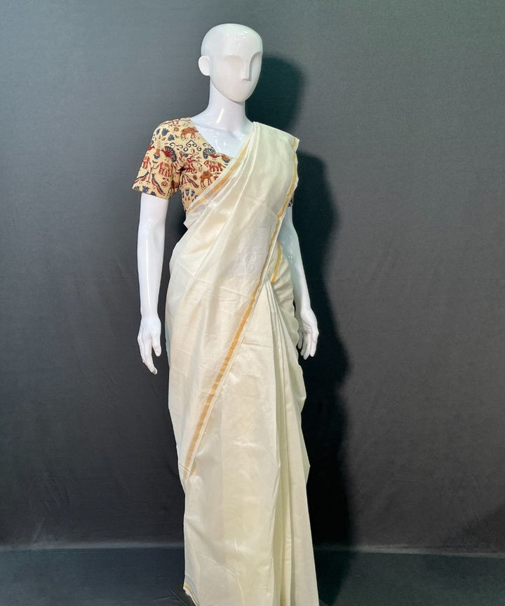 Offwhite kora chanderi silk saree