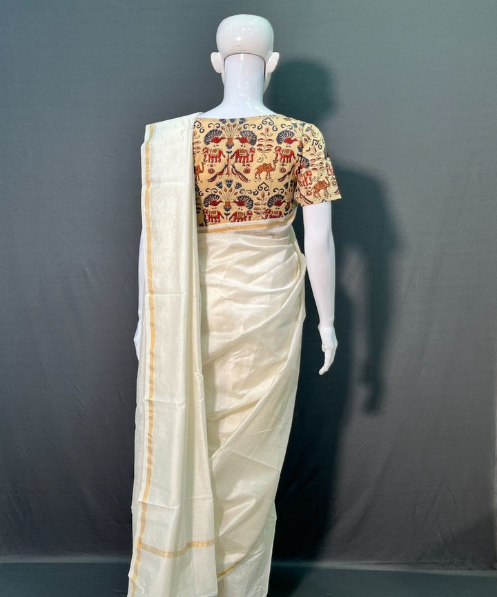 Offwhite kora chanderi silk saree