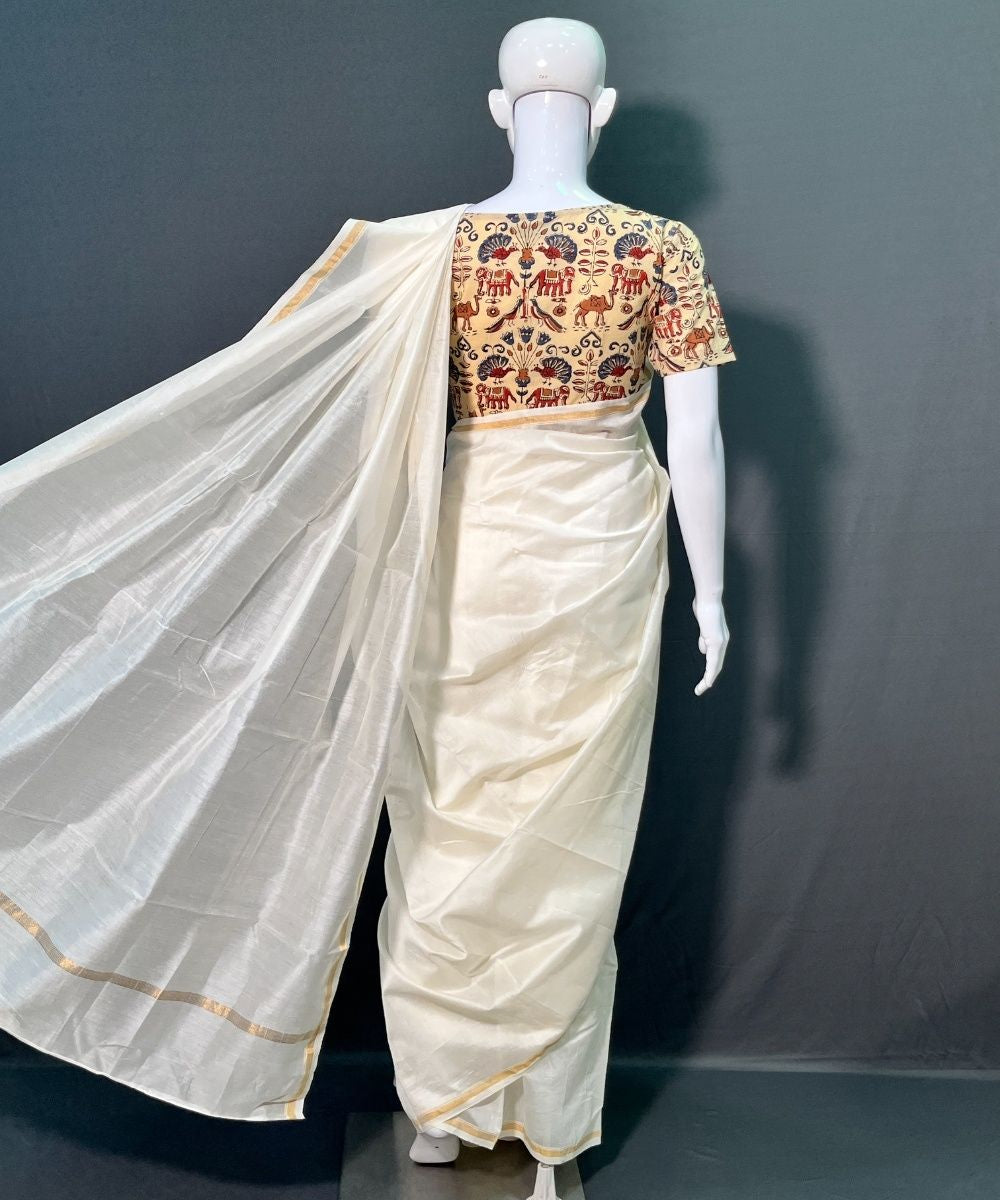 Offwhite kora chanderi silk saree