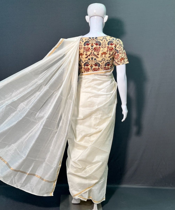 Offwhite kora chanderi silk saree