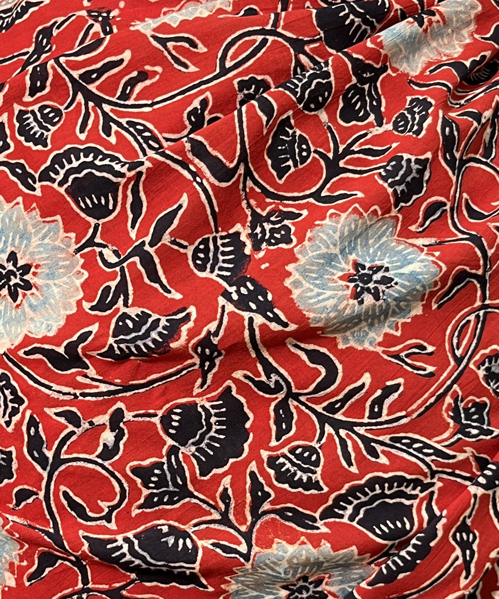 Maroon white ajrakh printed mul cotton saree