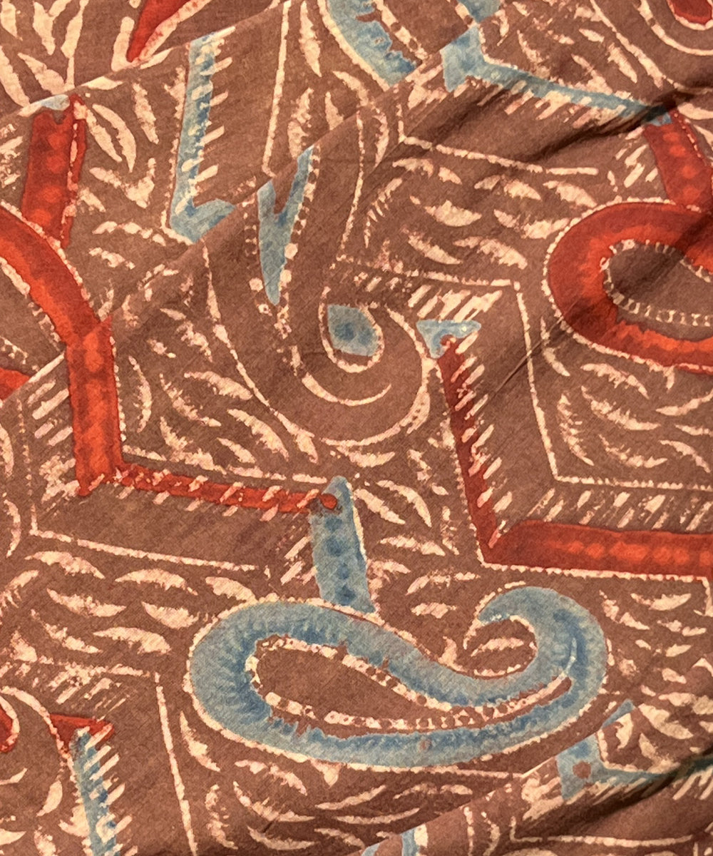 Multicolor ajrakh printed mul cotton saree