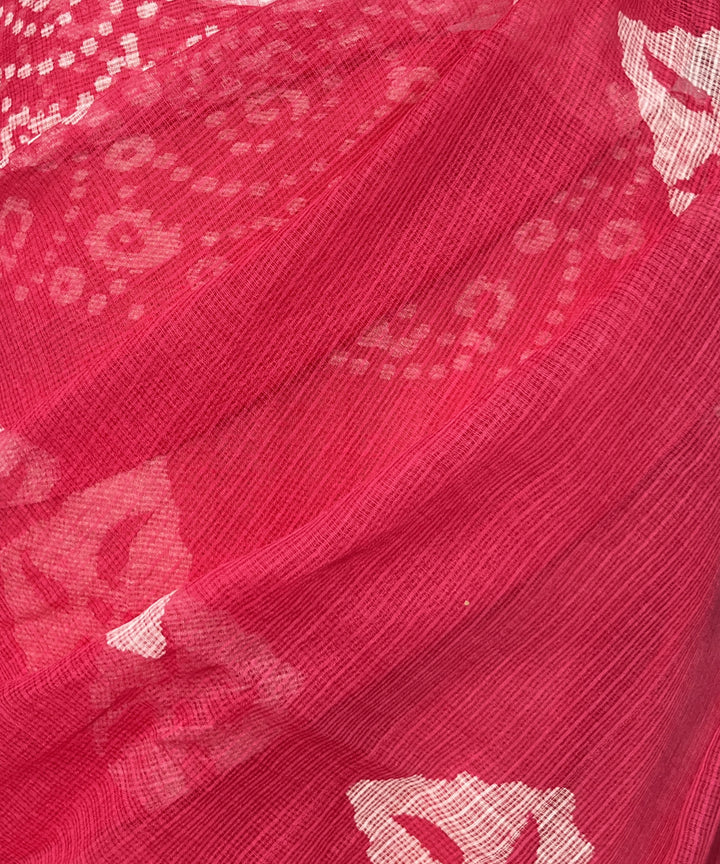 Pink hand block printed kota doriya saree