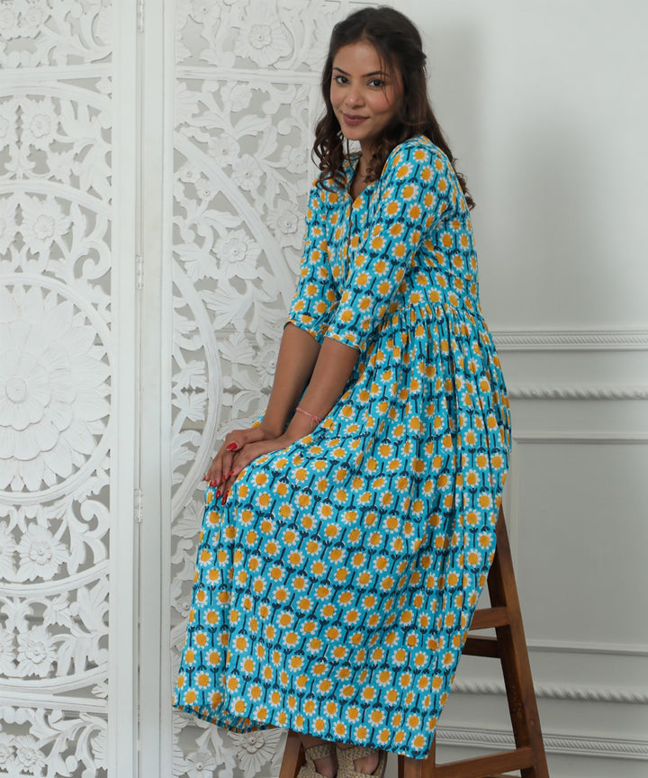 Elysian Azofree Handblock Printed Pure Cotton Dress