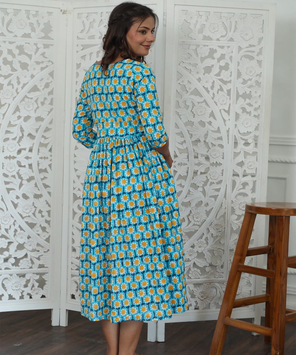 Elysian Azofree Handblock Printed Pure Cotton Dress