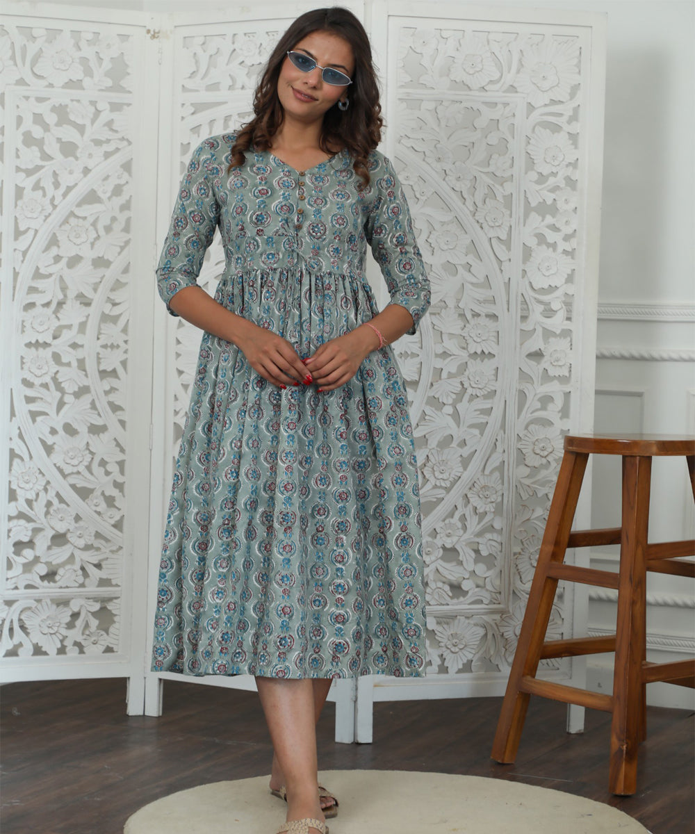 Sootisyahi Daphne Azofree Handblock Printed Pure Cotton Dress
