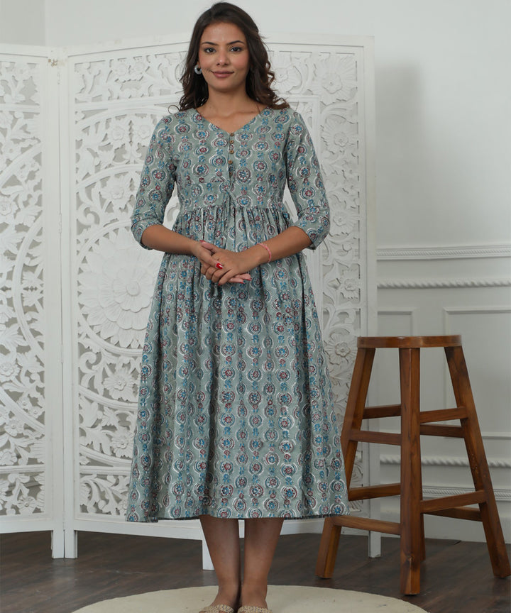 Sootisyahi Daphne Azofree Handblock Printed Pure Cotton Dress