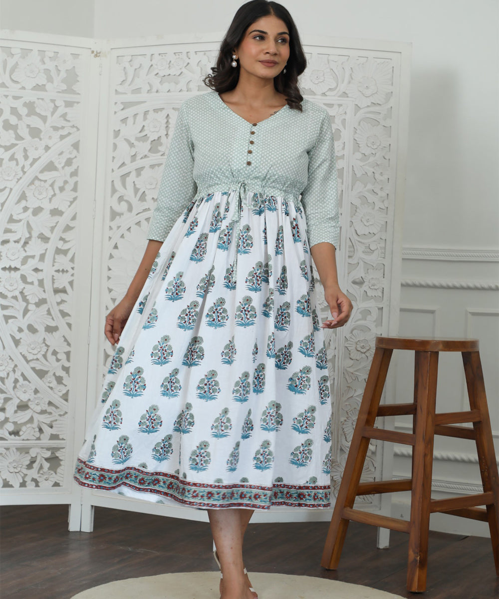 Roxana Azofree Handblock Printed Pure Cotton Dress