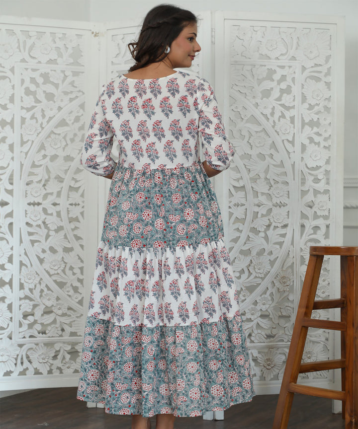 Garden Glory Azofree Handblock Printed Pure Cotton Dress