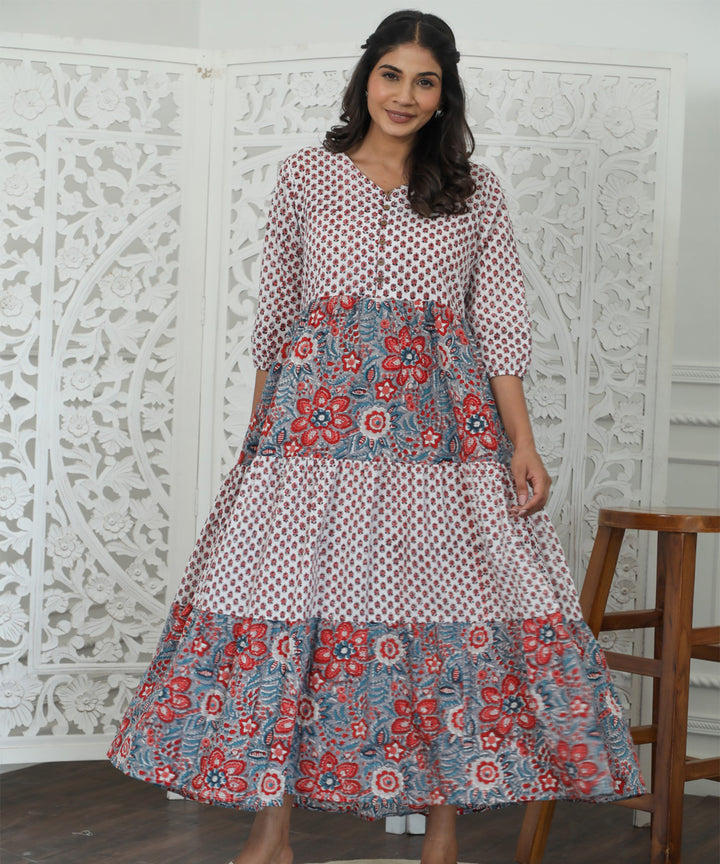 Garden Of Dreams Azofree Handblock Printed Pure Cotton Dress