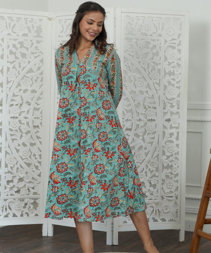 Floralix Azofree Handblock Printed Pure Cotton Dress