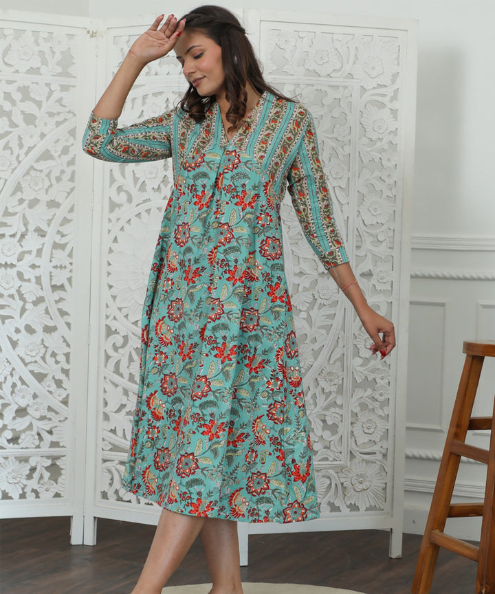 Floralix Azofree Handblock Printed Pure Cotton Dress