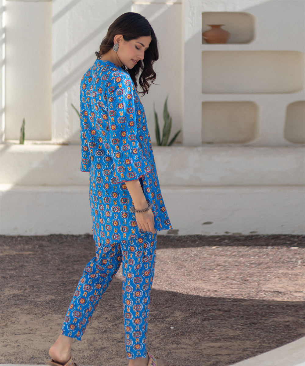 Azure medallions hand block printed co ord set