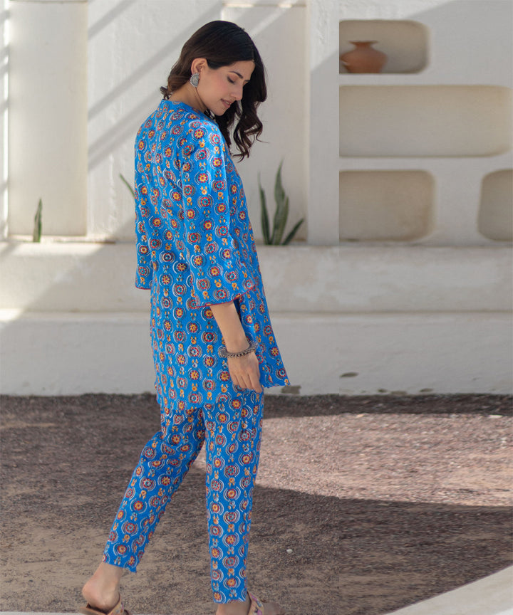 Azure medallions hand block printed co ord set